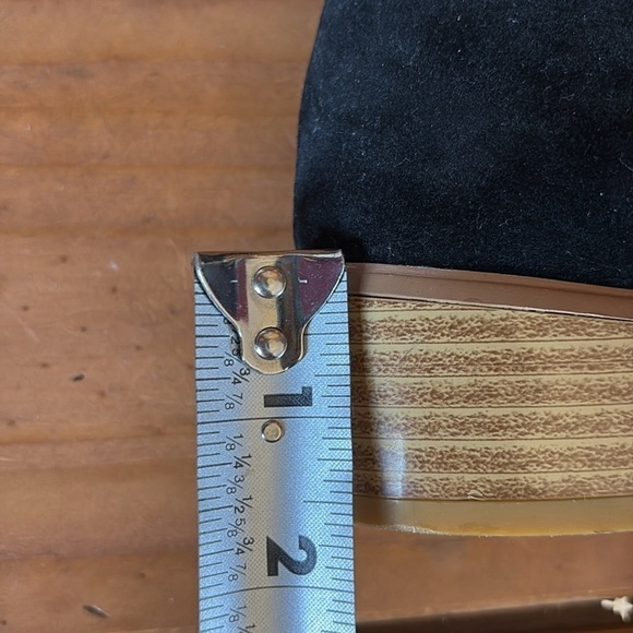 Black velvet studded slip on shoes boots booties block heel size 7 - Picture 16 of 16